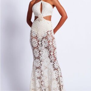 PATBO embroidered crotchet halter dress - size 4